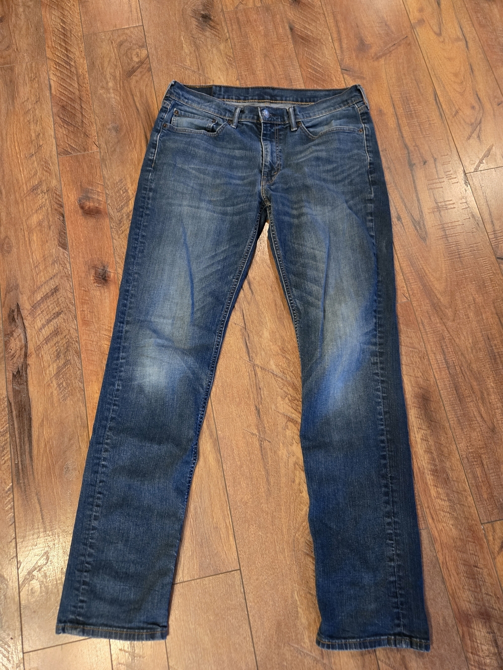 Levi's Men's Blue Washed Straight-Leg Jeans